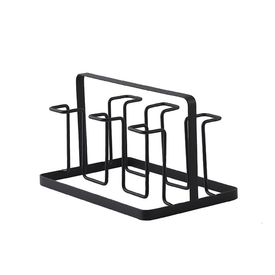 Metal Cup Drying Rack with 6 Hooks Vertical Bottle Drying Rack Glass Bottle Holder Bottle Drying Rack Black Coffee Mug Holder