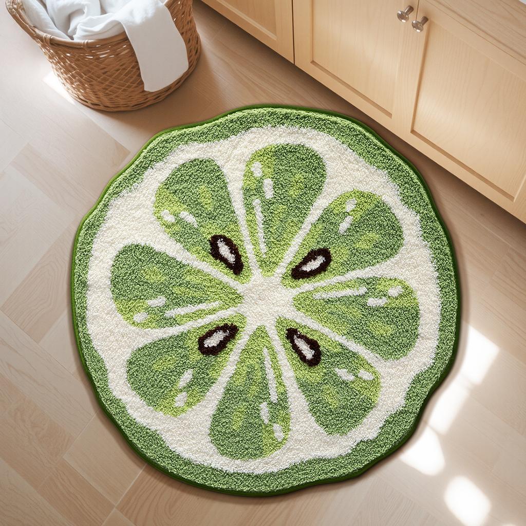 2026 Simple Fruit Bathroom Floor Mat Toilet Semicircular Absorbent Carpet Toilet Non-slip Mat Door Mat