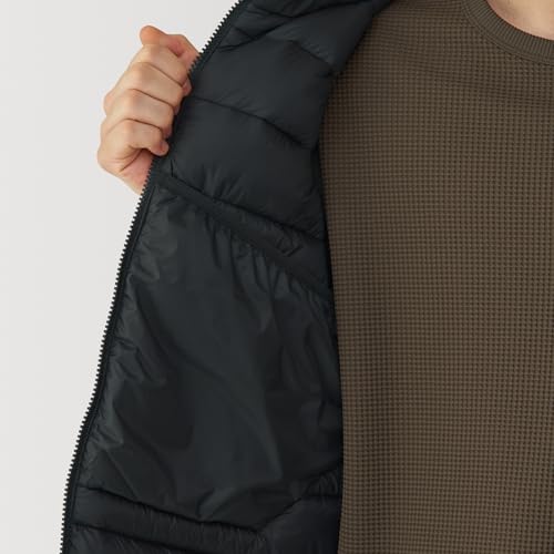 MUJI Men's Water-Repellent, Washable, Padded Walking Vest, AG003A4A, Black, Men's XL