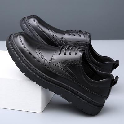 Men's Shoes Spring New Leather Brock Carved Dress Trendy Men's Platform Business Casual Leather Shoes Men