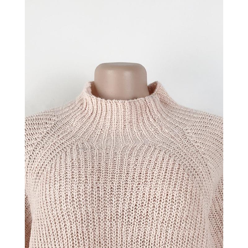 Herbst- und Winter-Neuheiten mittellange Raglanärmel Damenstrickwaren, Langarm-Pulloverkleid mit halbem Rollkragen, um warm und elegant zu bleiben YL1307