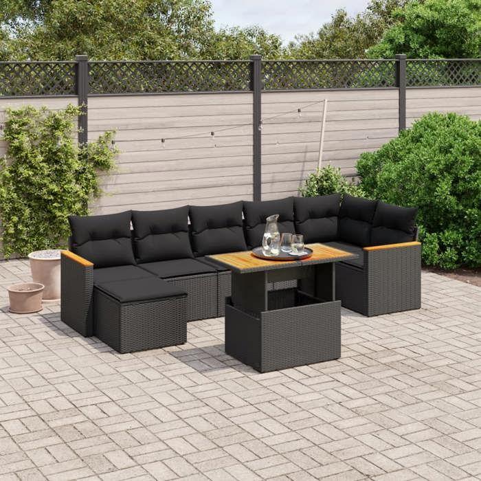 VidaXL Garden Lounge Set with Cushions 8 Pcs, Patio Sofas, Patio Furniture Set, Outdoor Furniture, Black 3273183
