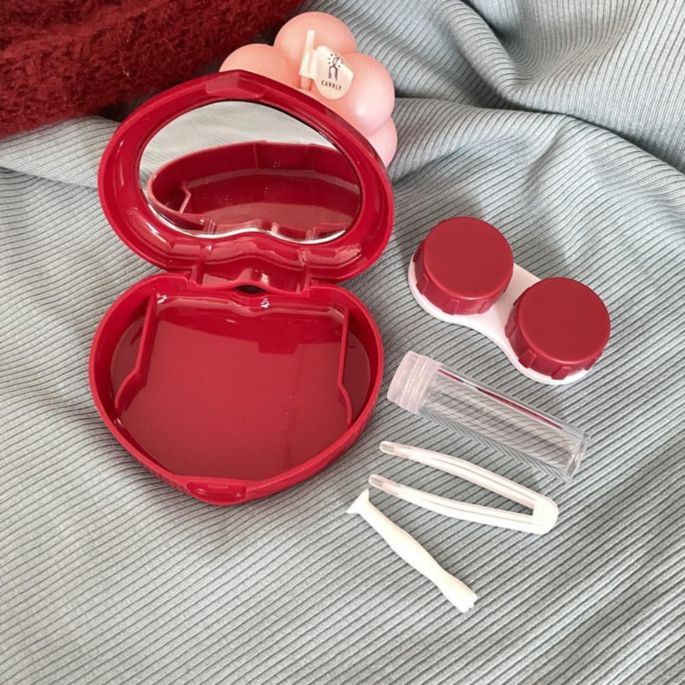 Candy Colored Lens Box Non-Toxic Heart Shaped Contact Lens Case Portable Lens Storage Case Ins For Instagram Enthusiasts Gift