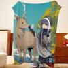 Anime L-Laid B-Back C-Camp Throw Flannel Throw Blanket, Lightweight Cozy, Durable Washable Cute Cool
