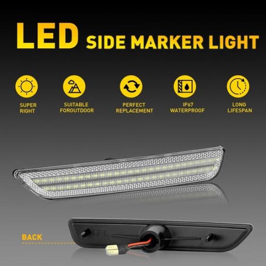 2X LED Strip Front Marker Side Light Lamp Clear For Lens 2010-2014 Ford Mustang