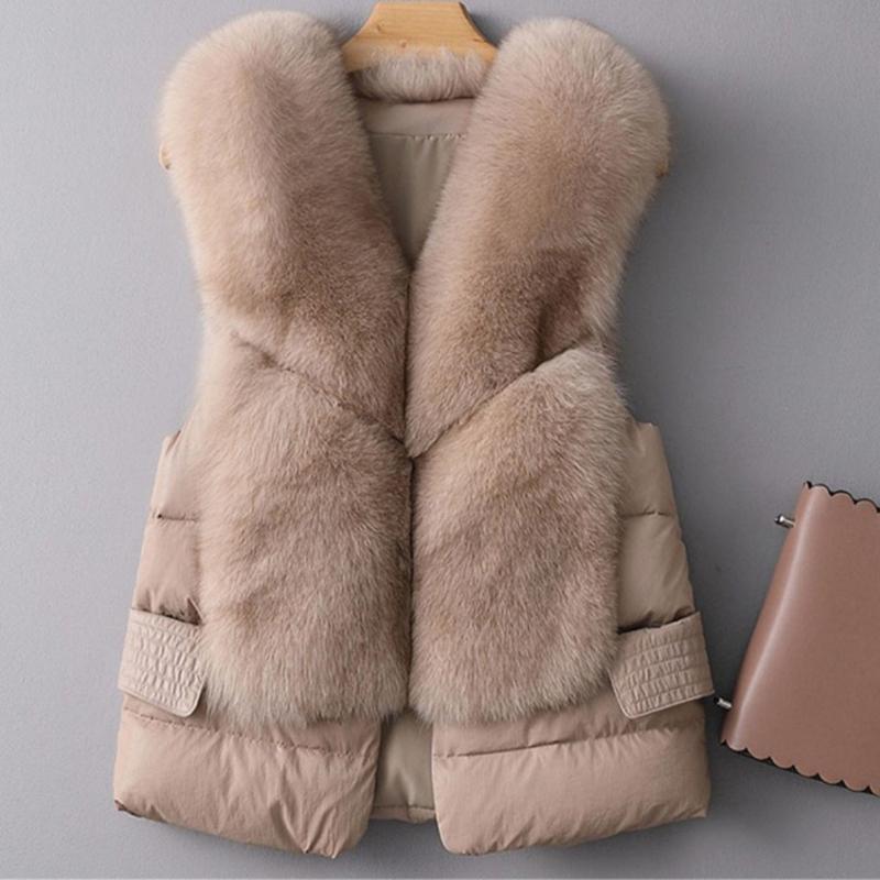Vest Coat Autumn Short Down Jacket Women Iimitation Vest Winter Wear Waistcoat Sleeveless