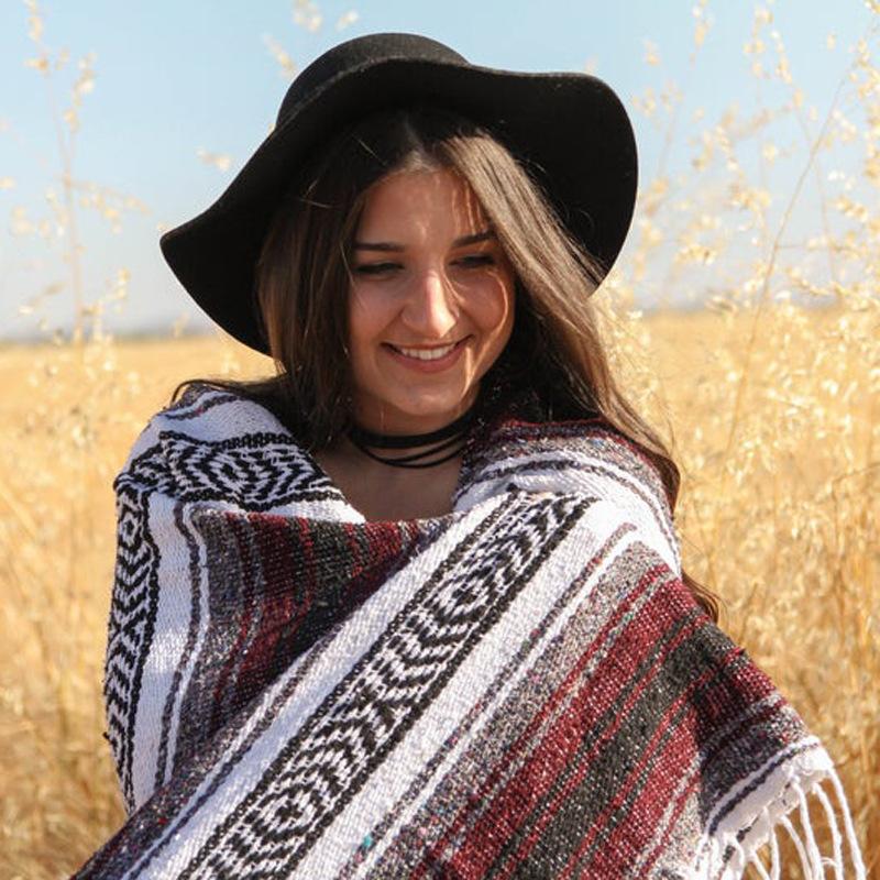 

Geometric Blanket Beach Blanket Striped Geometric Picnic Blanket Thick Thread Blanket Yoga Blanket Cotton Blanket 130x170cm вина червоного кольору