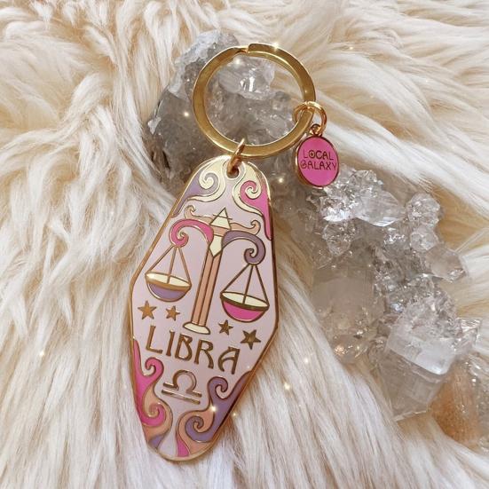 Zodiac Constellation Keychain Bag Bohemian Style Hotel Retro Motel Car