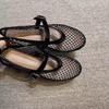 New ballet flats buckle belt mesh hollow breathable spring and summer large size round head fashion shoes
