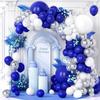 Navy Blue White Balloons Garland Metal Silver Confetti Balloon Arch Kit New Year 2026 Kids Birthday Party Baby Shower Decoration