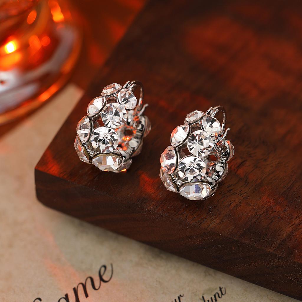 Classic Ear Buckle Anti-allergic Real Gold Electroplated Zircon Opal Earrings for Women