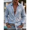 2026 New Style Men's Striped Long-Sleeved Shirt with Collar, Slim-Fitting Casual Shirt, Fashionable Cardigan Tops