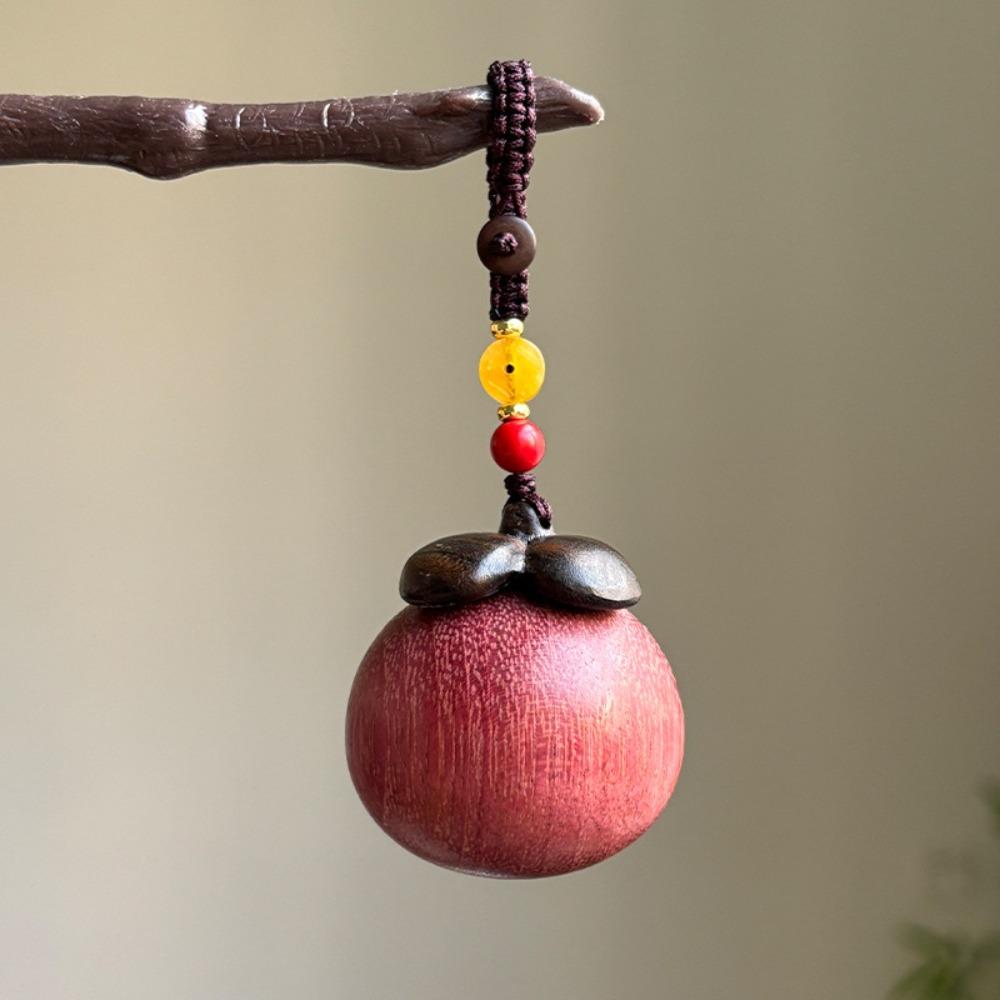Strawberry Wooden Pendant Phone Chain Mangosteen Car Keyring Cute Sandalwood Keychain  Men