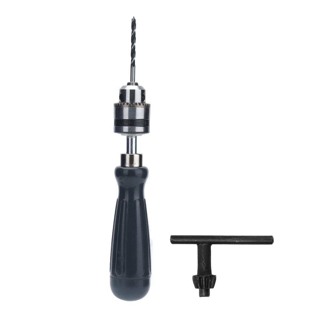Hand Drill Carbon Steel Manual Crank Drill with Chuck Key and 5pcs Drill Bit for Plastic Wood