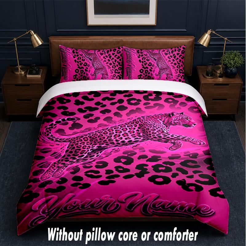 Lion Tiger Theme Custom Text Or Name 3Pcs Bedding Set,1 Flat Sheet & 2 Pillowcases Personalized Home Bedding