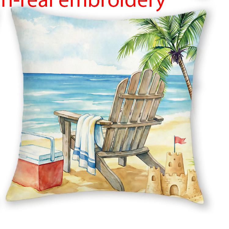 1/4pcs Coastal Beach Throw Pillow Covers Watercolor Nautical Lighthouse Tropical Holiday Outdoor Cushion Cases Cushion Cover