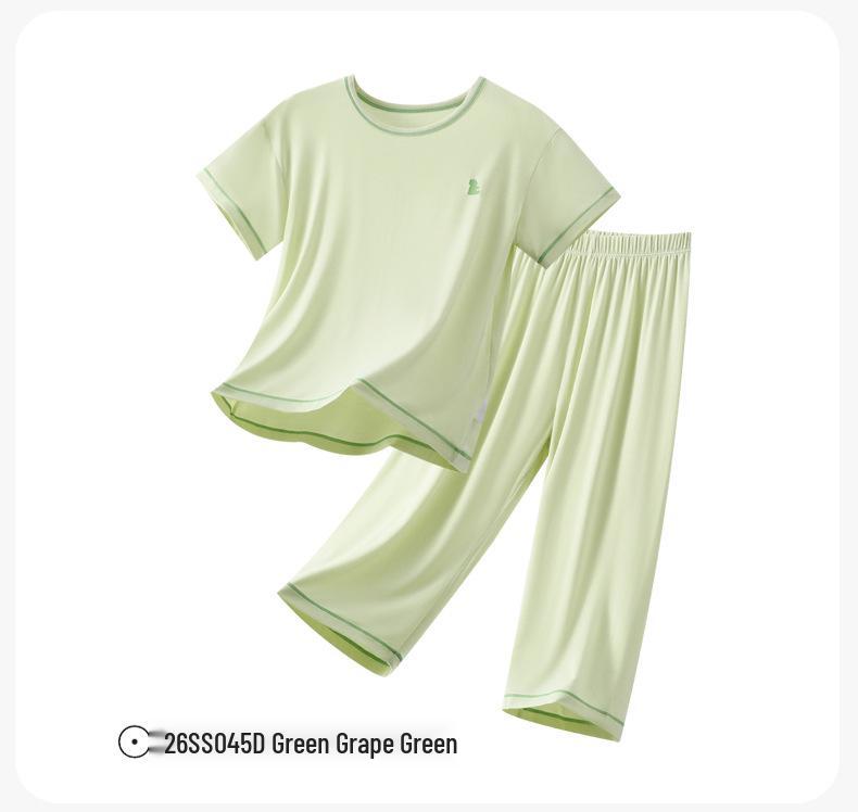 Children's All-Cotton Short Sleeve Pajama Set for Girls and Boys - Summer Lightweight A-Class, Air Conditioning Wear for Big Kids