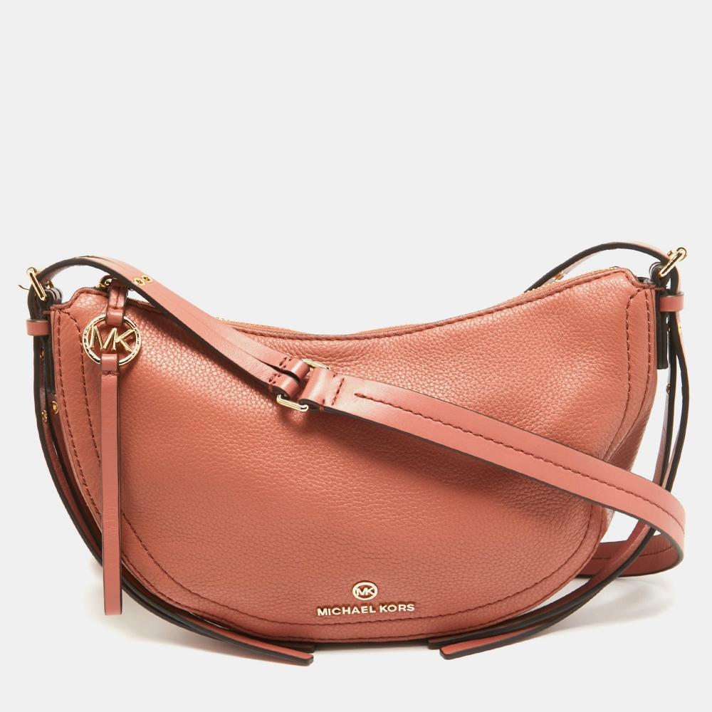 

Michael Kors Sunset Peach Leather Camden Crossbody Bag pink