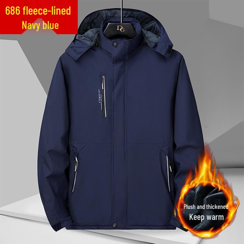 

Мужская зимняя водонепроницаемая дышащая флисовая куртка для рыбалки 4XL темно-синий