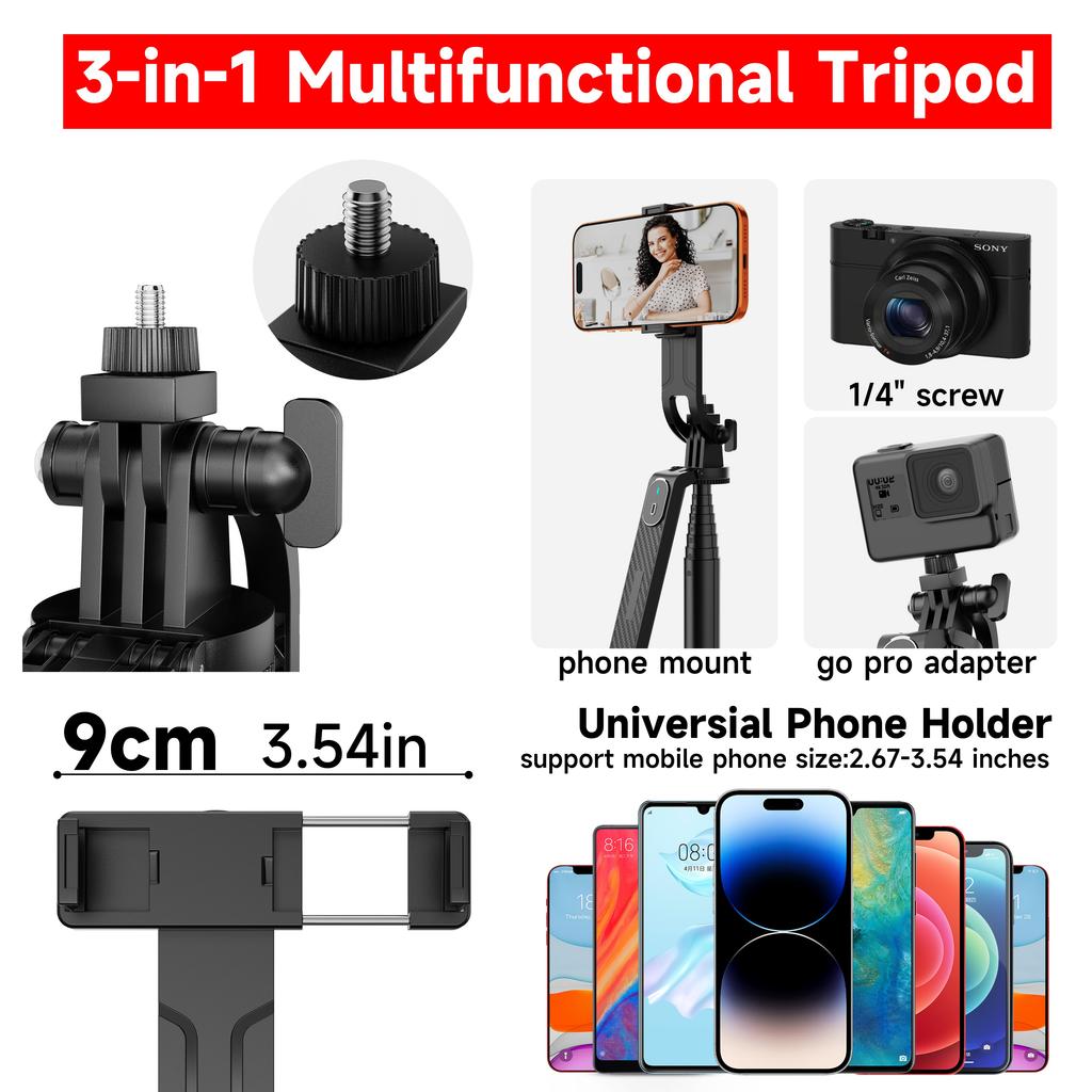 NeePho Travel Light Capture Panoramas Bluetooth Remote 4-Leg Stable Portable Selfie Stick Tripod NP-P185PLUS 7
