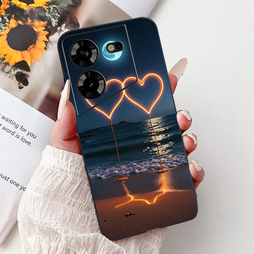 Cover For Tecno Pova 5 Case LH7n Silicone Cute Cat Fashion Flowers Luxury Painted Casing For Techno Pova 5 Phone Case Bumper