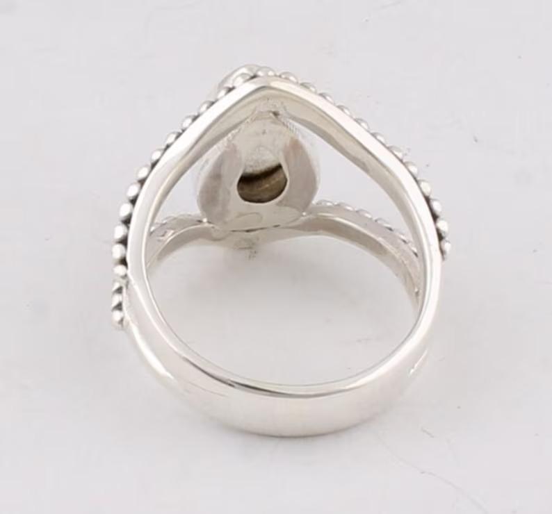 Moonstone Gemstone Ring Solid Stone 925 Sterling Silver White Fire Stone Ring for Womens Gift Idea Gemstone Jewelry 4.3 Gms Approx