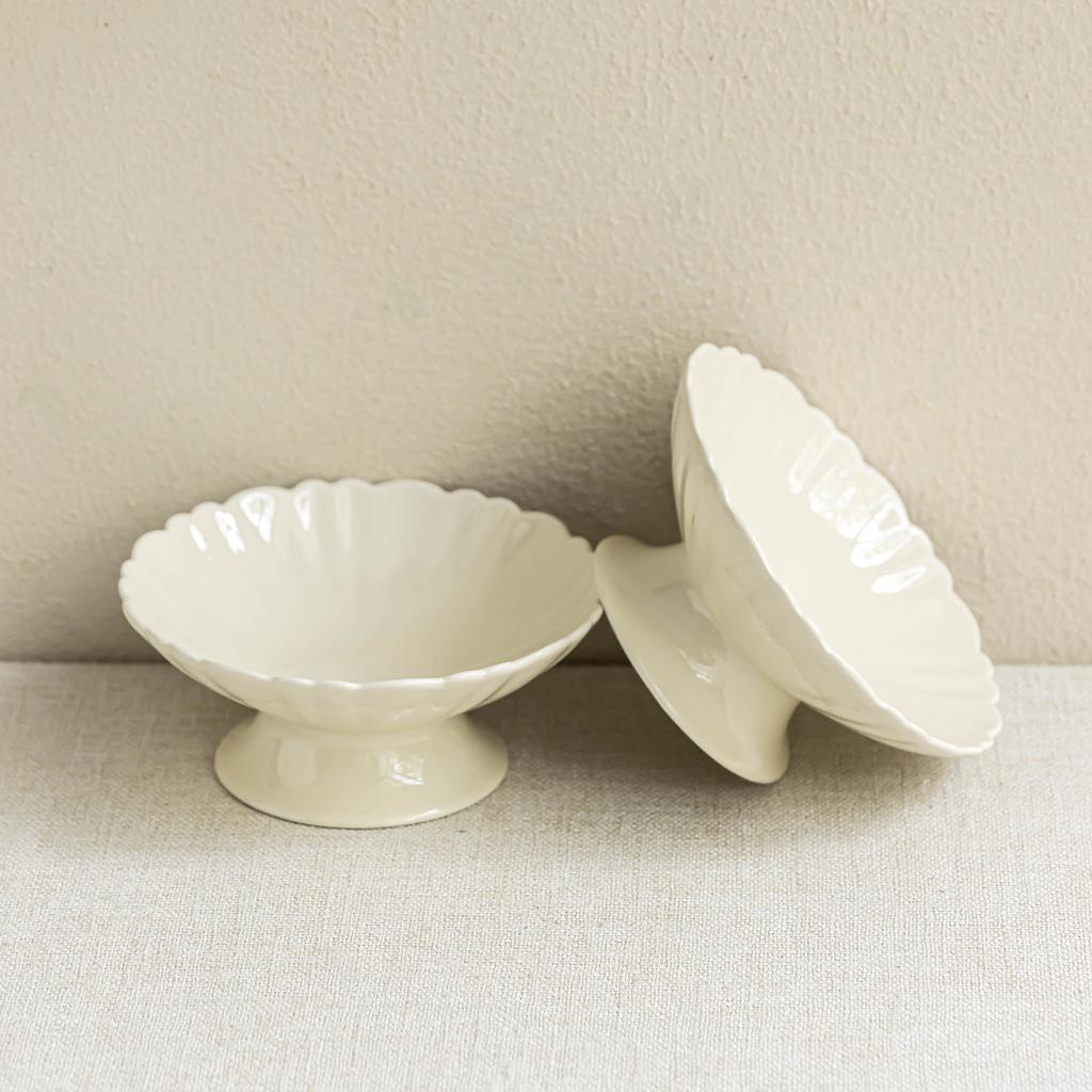 Dessert Bowl Light Luxury Tall Bowl Household Ceramic Bowl Restaurant Delicate Tableware Dim Sum Bowl Ice Cream Fruit Bowl