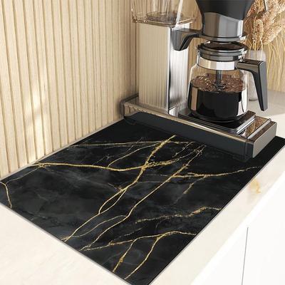 Marble White Dish Drying Mat for Kitchen Golden Grey Marble Dishes Pad Dish Drainer Rack Mats Absorbent Fast Dry Kitchen