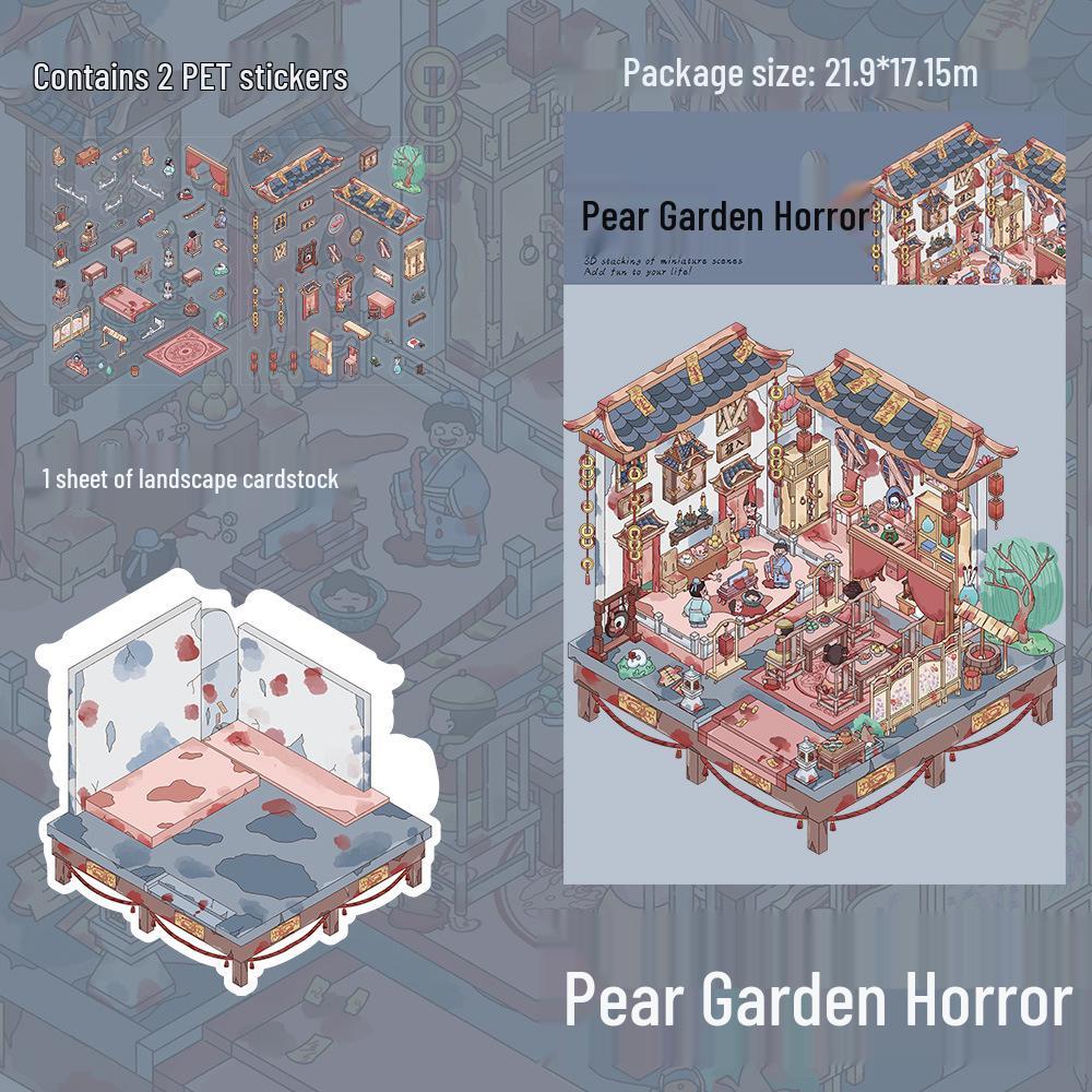 2 PET Large Format Sheets: Liyuan Shocking Scenery Miniature Horror DIY Creative Stickers