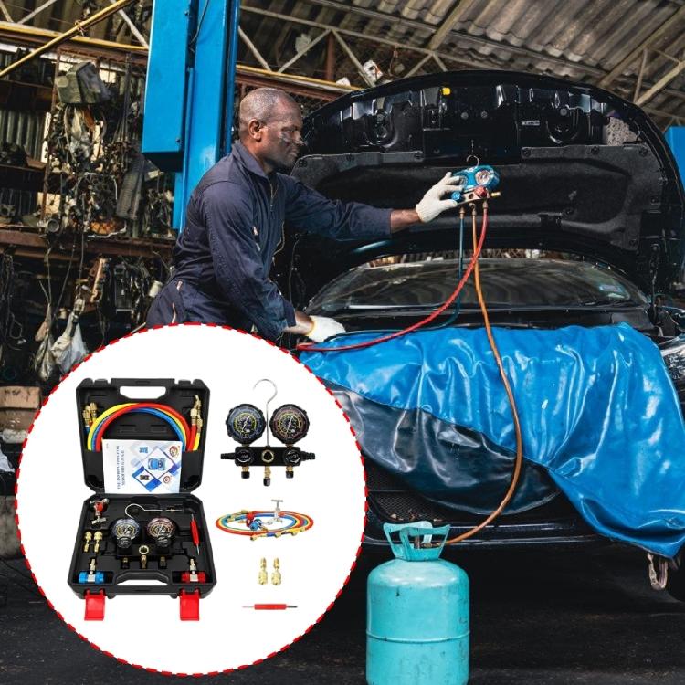Complete Car Maintenance Tool Easy to Use for R22 R134 R404 R410 Refrigerants & Double Ranges Pressure Monitoring