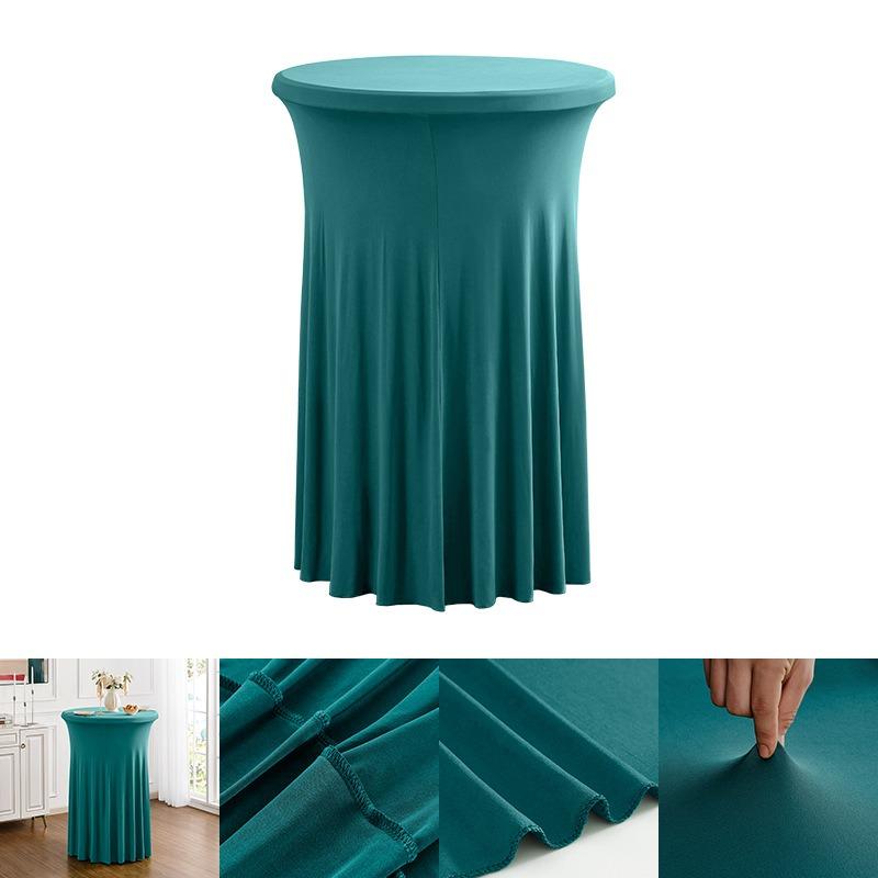 60/70/80cm Cocktail Table Skirts Stretch Spandex Fitted Tablecloths Wrinkle-Resistant Washable for Weddings Parties Banquets