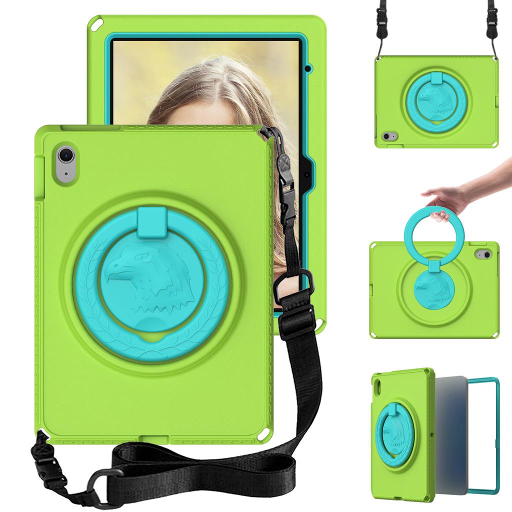 For iPad (2025)/10.9 (2022)/Air 11 (2025)/(2024) Case Eagle Pattern Rotating Kickstand Tablet Cover with Shoulder Strap