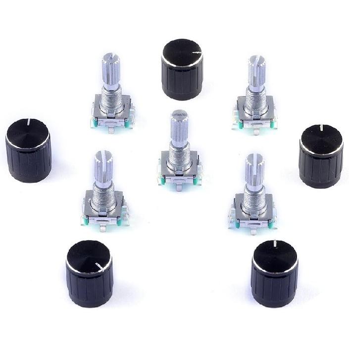 5Pcs 360 Degree Rotary Encoder Code Switch Digital Potentiometer with Push Button 5 Pins and Knob Cap for Arduino (Pack of 5) CYT1100