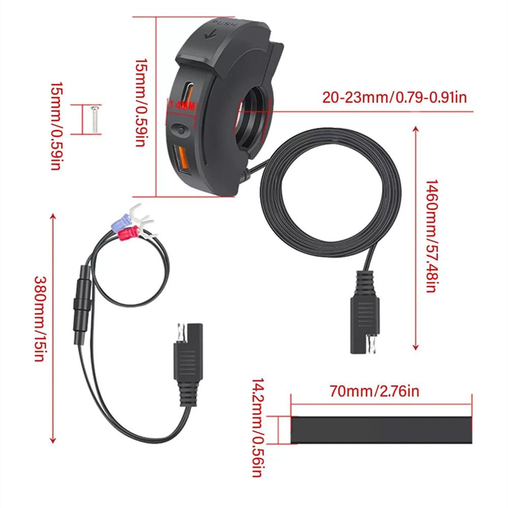 Motorcycle Dual USB Phone GPS Fast Charger Adapter Handlebar Mounting Charging