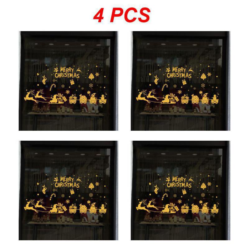 1/2/4PCS New Year Wallpaper Christmas Glitter Snowflake Window Sticker Electrostatic Wall Stickers Snowflake Door Glass Decor