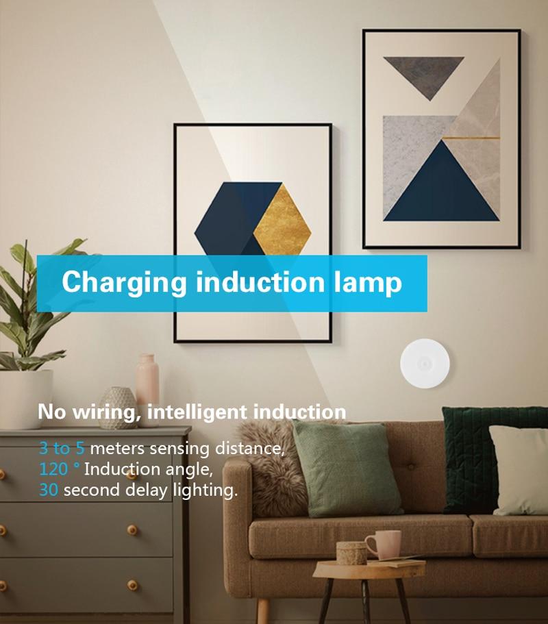 PIR Motion Sensor LED Night Light USB Rechargeable Dimmable Night Lamp for Bedroom Kitchen Cabinet Light Wireless Closet Light