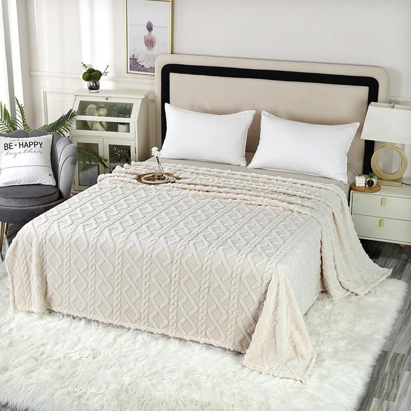 

Двусторонний однотонный флисовый и тафтовый плед для дивана или сна 150x200 cm