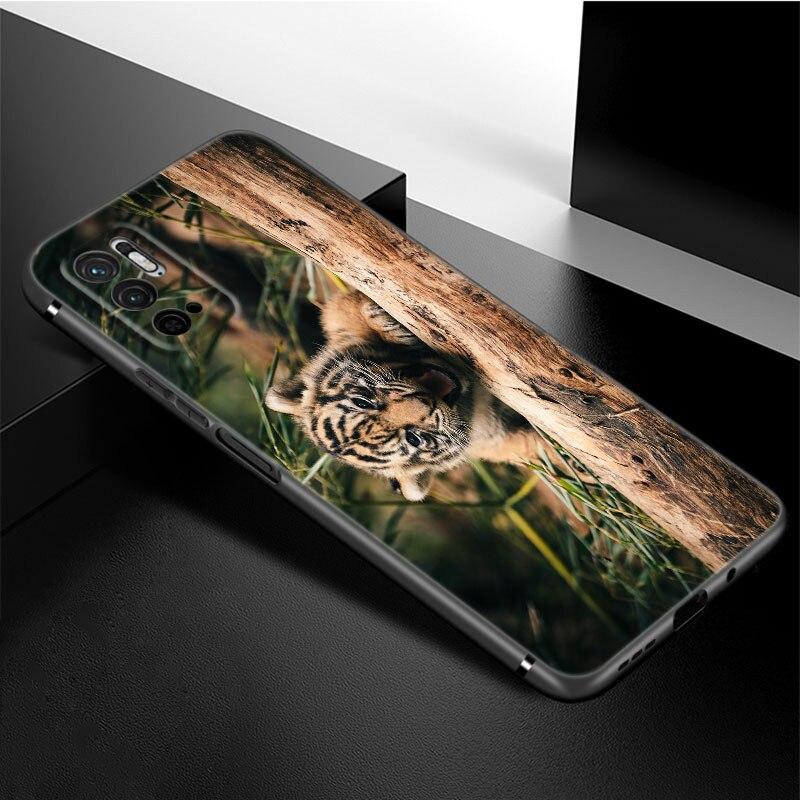 Cute Little Tiger Phone Case For Xiaomi Redmi Note 11 10 9 8 Pro 11T 5G 10T 10S 9S 9T 9i 9C 9A 8T Soft TPU Black Cover Funda