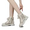 Low-heeled leather hollowed-out Martin boots women's cool boots mesh breathable hole shoes 2025 summer new sandals short boots