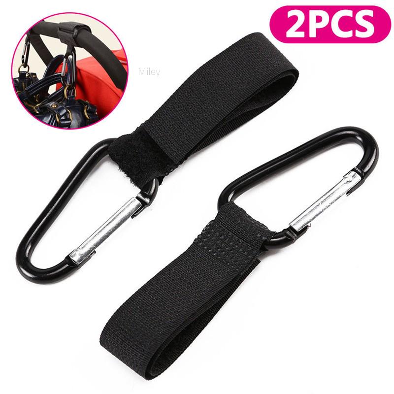 thumbnail image 2 of 2 Pack Buggy Clips — Stroller Hooks For Shopping Bags, Handbags & Change Bags (Black, Universal Fit) 2 of 6