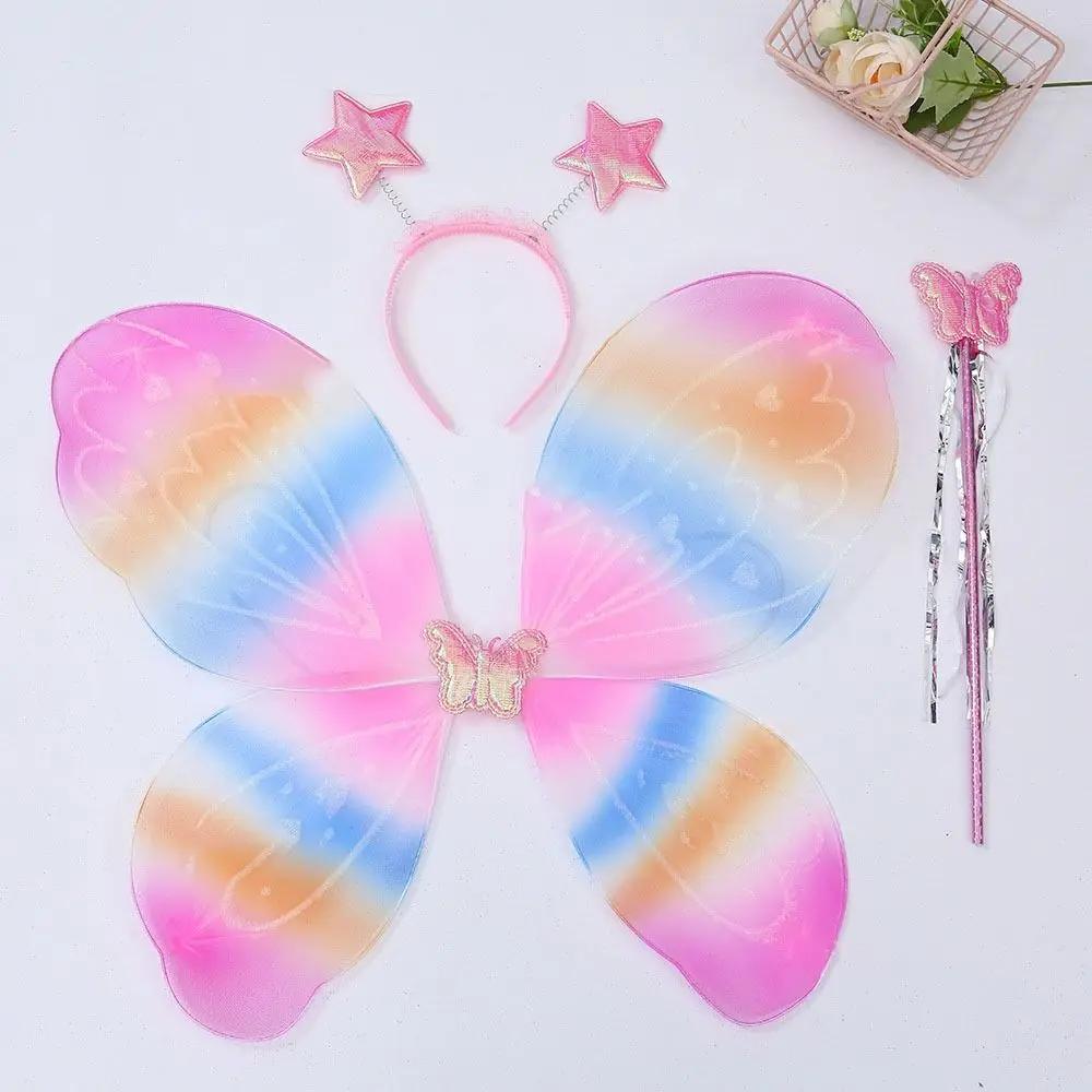 3pcs/set Princess Costume Fairy Wings Sets Dressing Up Party Props Dress-Up Wings DIY Halloween Decorations Angel Wings Girls