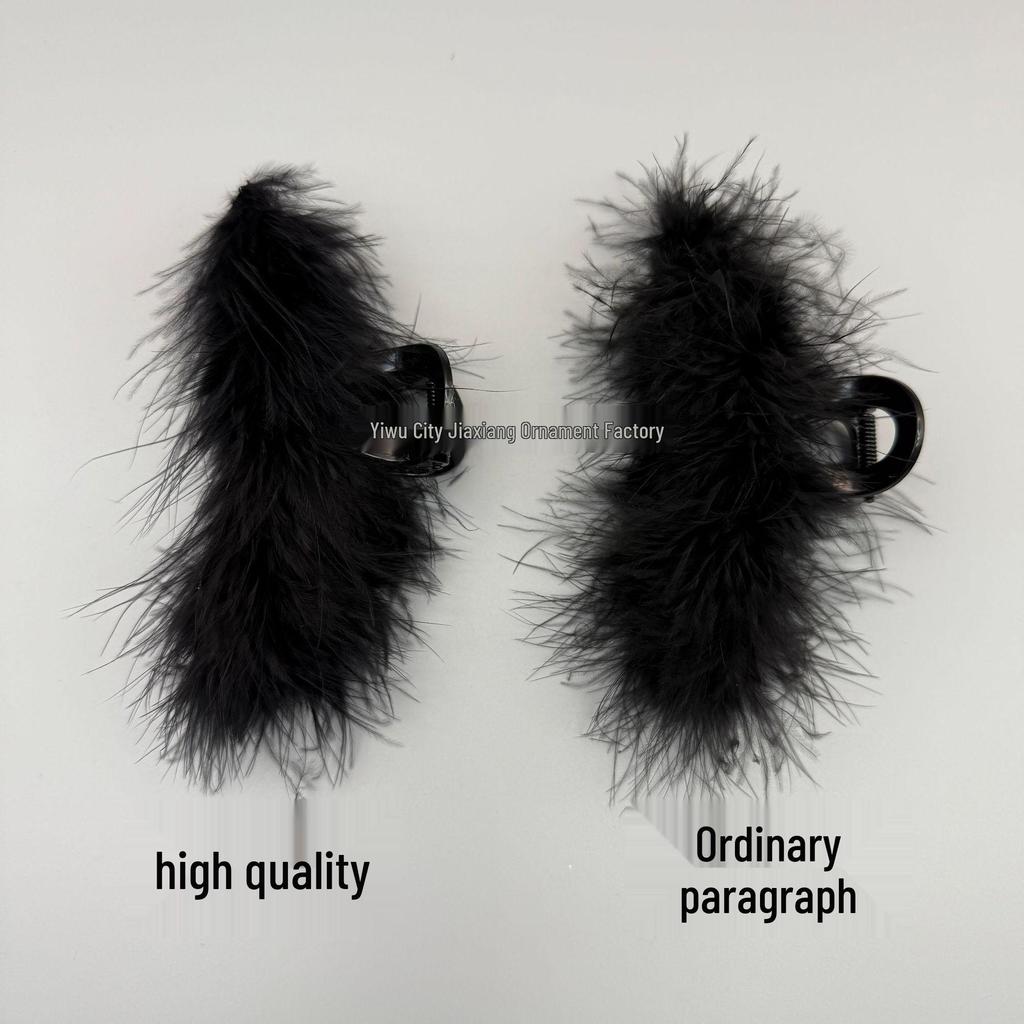 High-End Ostrich Feather Mesh Claw Clip for Women's Ponytail or Bun – No Shedding Hair Accessory.
