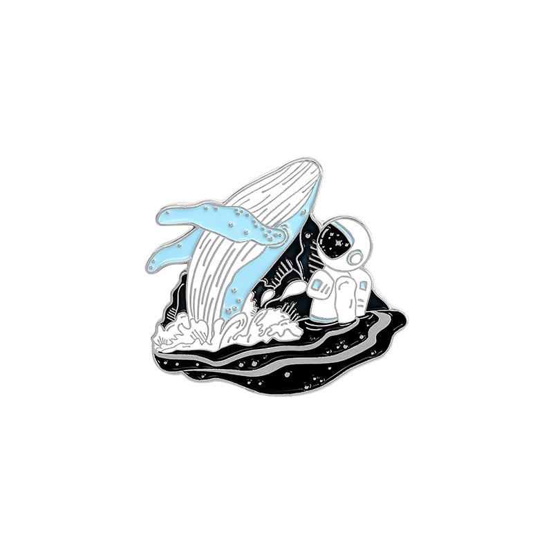 Cute Creative Astronaut Whale Series Brooch Alloy Design Pin For Versatile Fashion Accessories