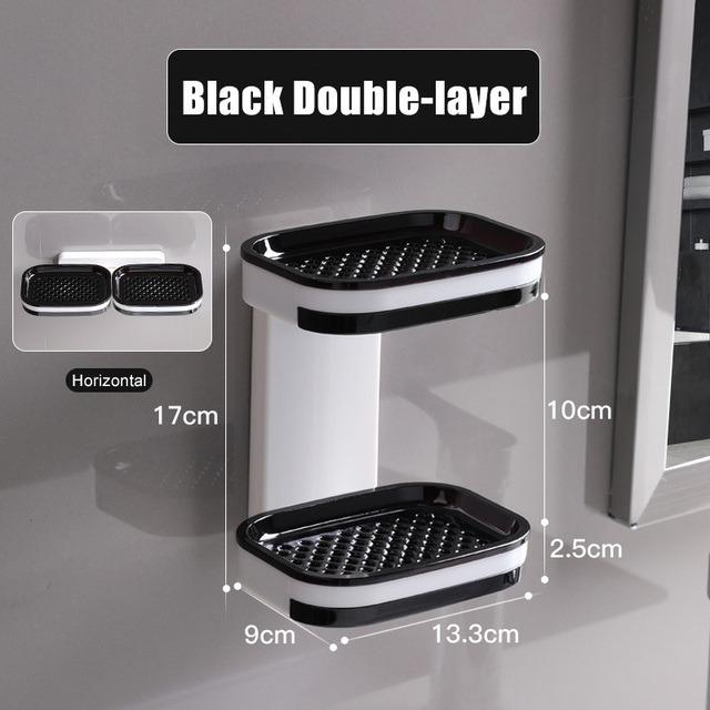 Soap Box Perforated Suction Cup Wall-mounted Single and Double Layer Drain Soap Dispenser Household Toilet Bathroom Soap Rack