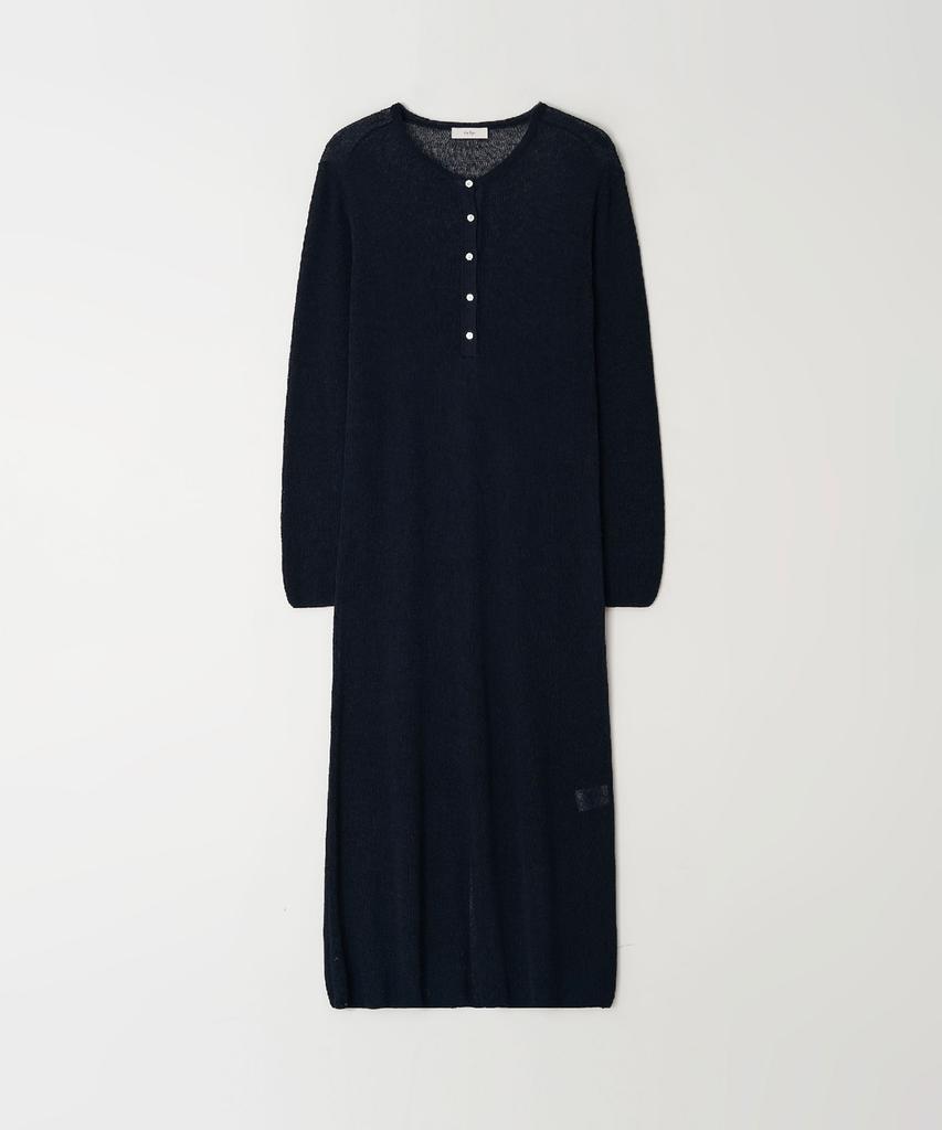 The Rye Linen Button Long Dress(Navy)