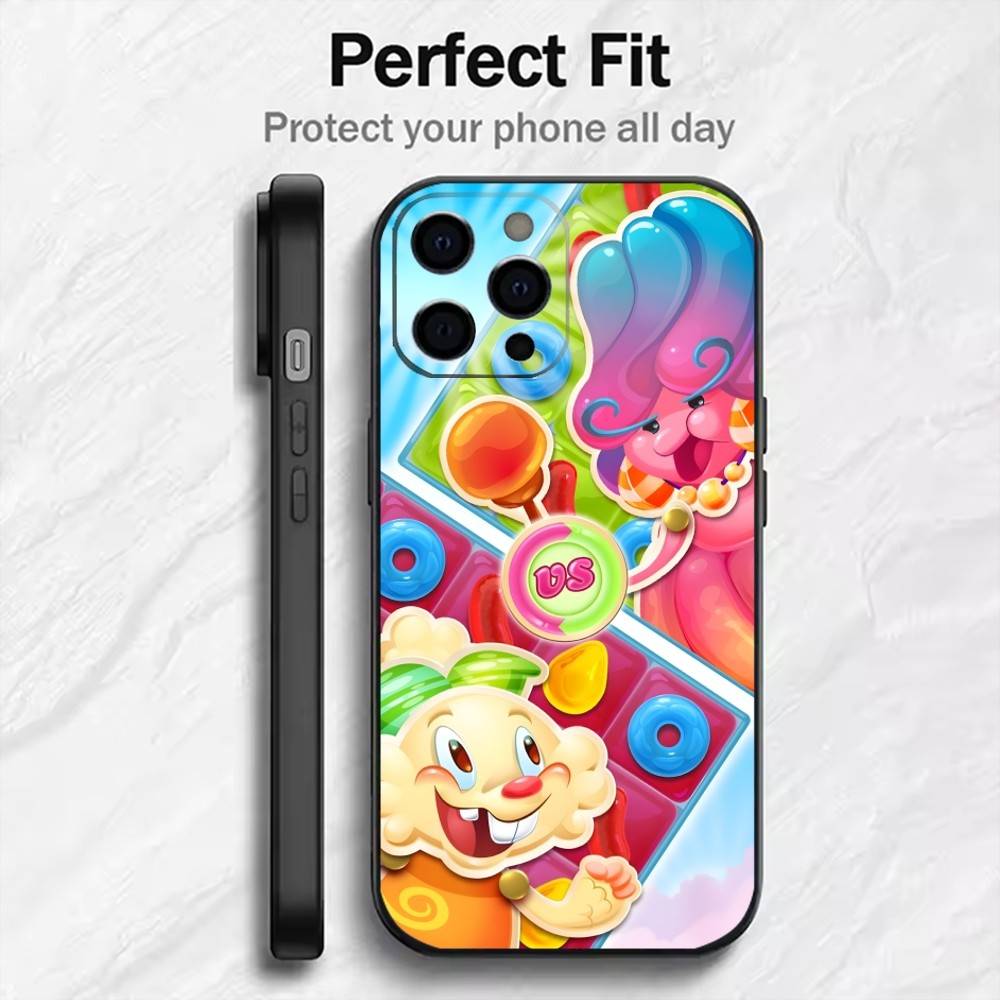CCS Game C-Candy C-Crush Parinting Phone Case For iPhone17,16,15,14,13,12 Plus,Max Soft Silicone Black Cover