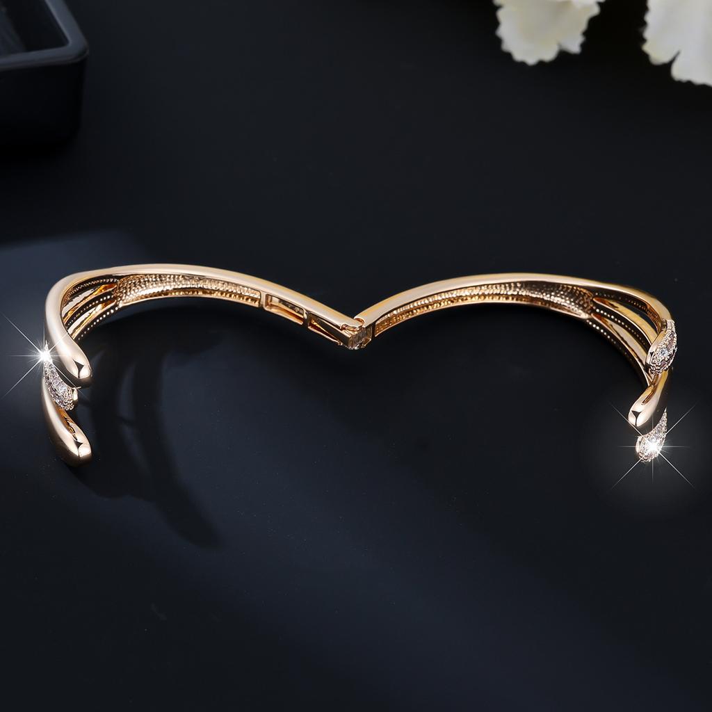 Accessories Fashion Light Luxury Micro-paved Zirconia Women's Shrapnel Open Bracelet
