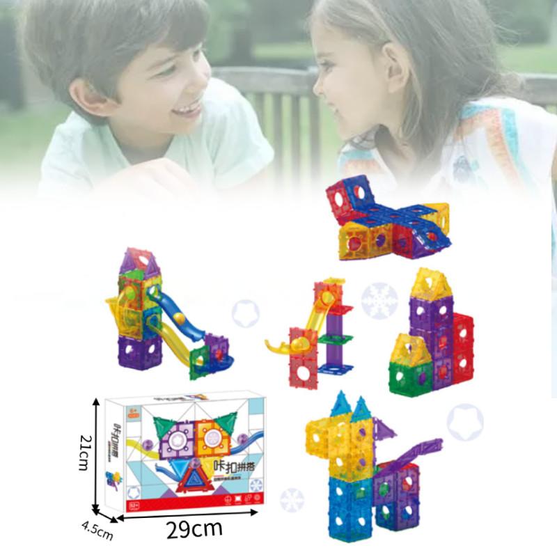 Buntes, nichtmagnetisches Baustein-Murmelbahn-Rutschröhren-Spielzeugset für Kinder