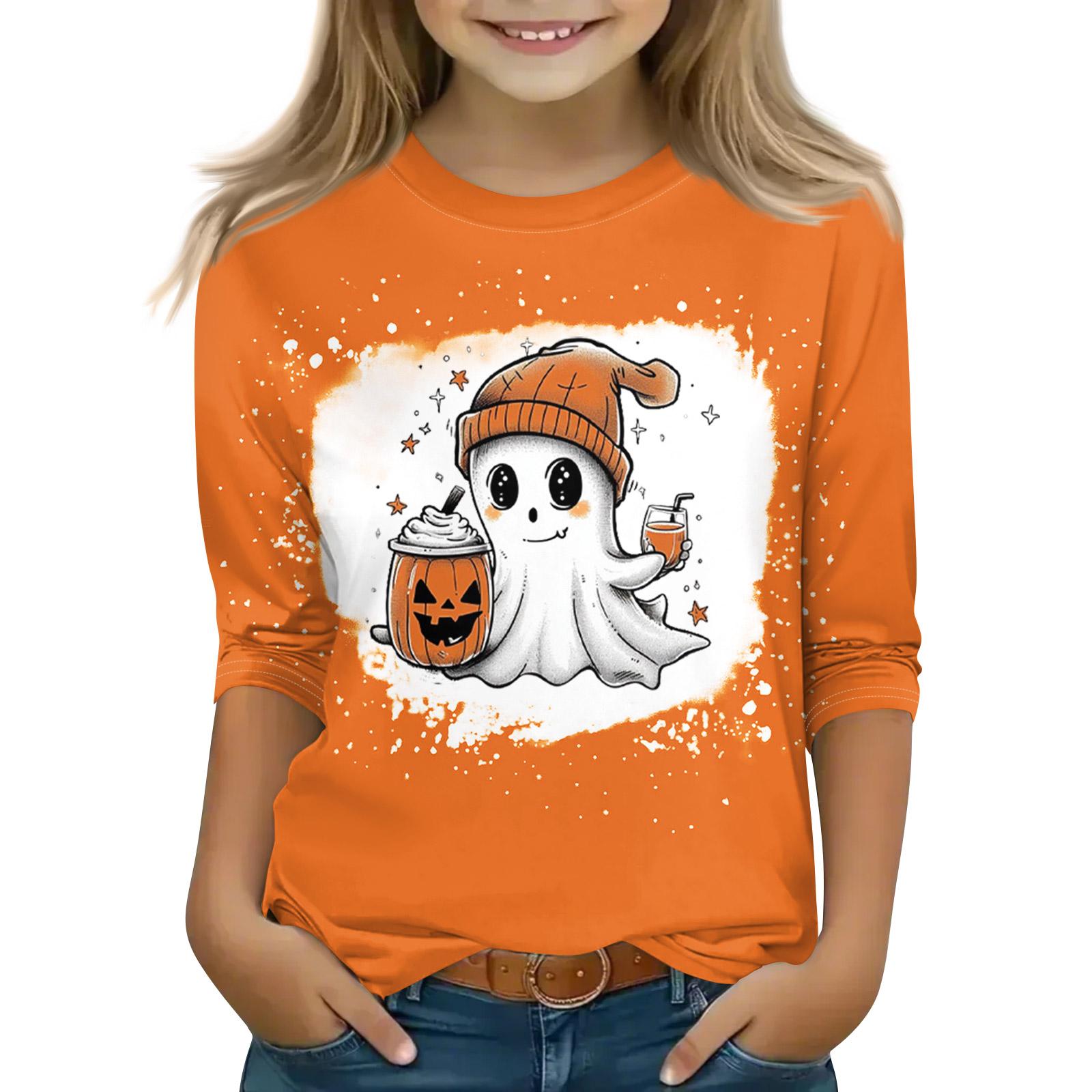 

Топы с принтом для девочек 5-16 лет с круглым вырезом и рукавами 3/4 Футболки Модные топы Наряды Футболки 150