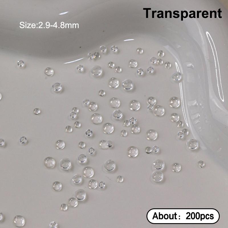 200Pcs Colorful Mermaid Bubble Bead Nail Art Accessories Flat Candy Colored Semi-Circular Diamond Nail Decoration